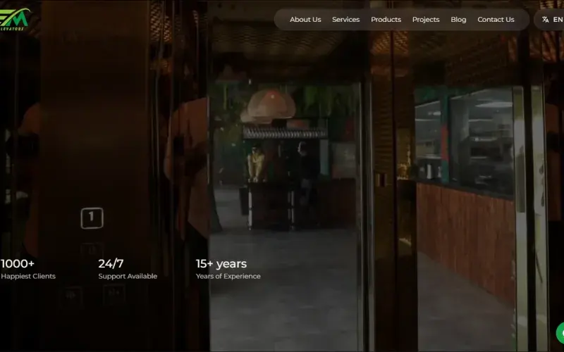 Easy Move Lift: An English and Arabic website for a Dubai elevator company, with the full product range and every page run from its own admin