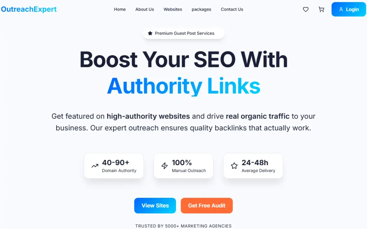 Outreach Expert home page for guest post services