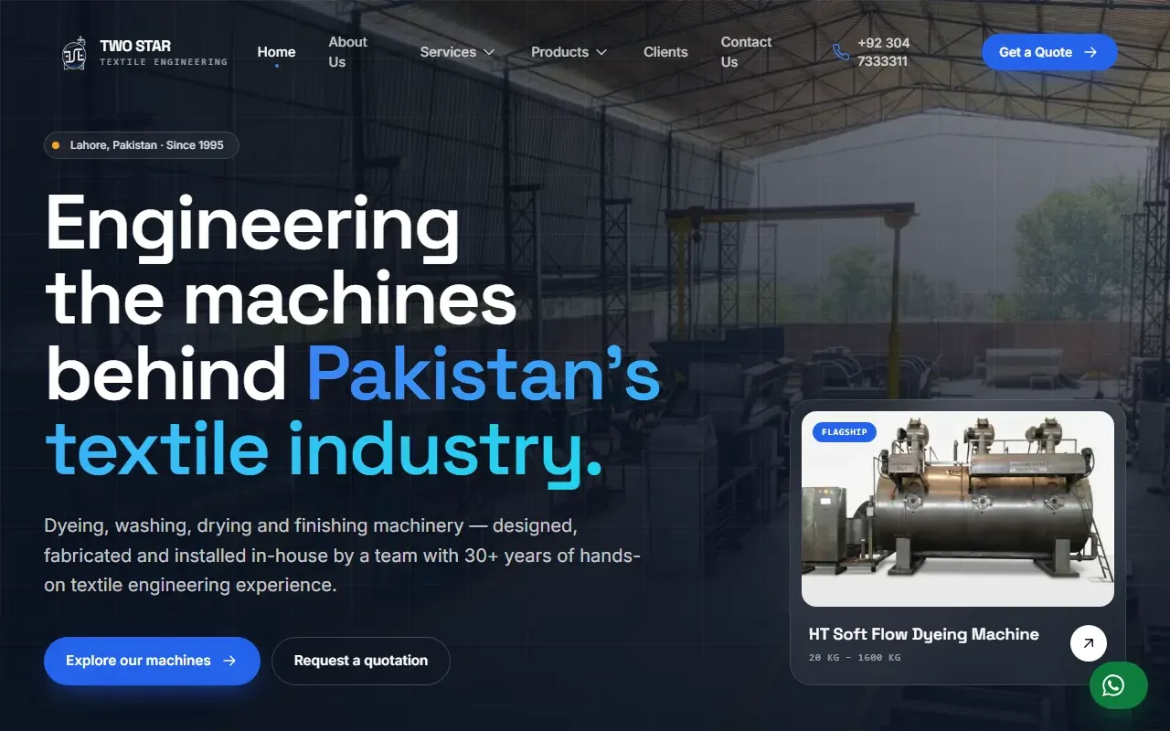 Two Star Textile Engineering website home page