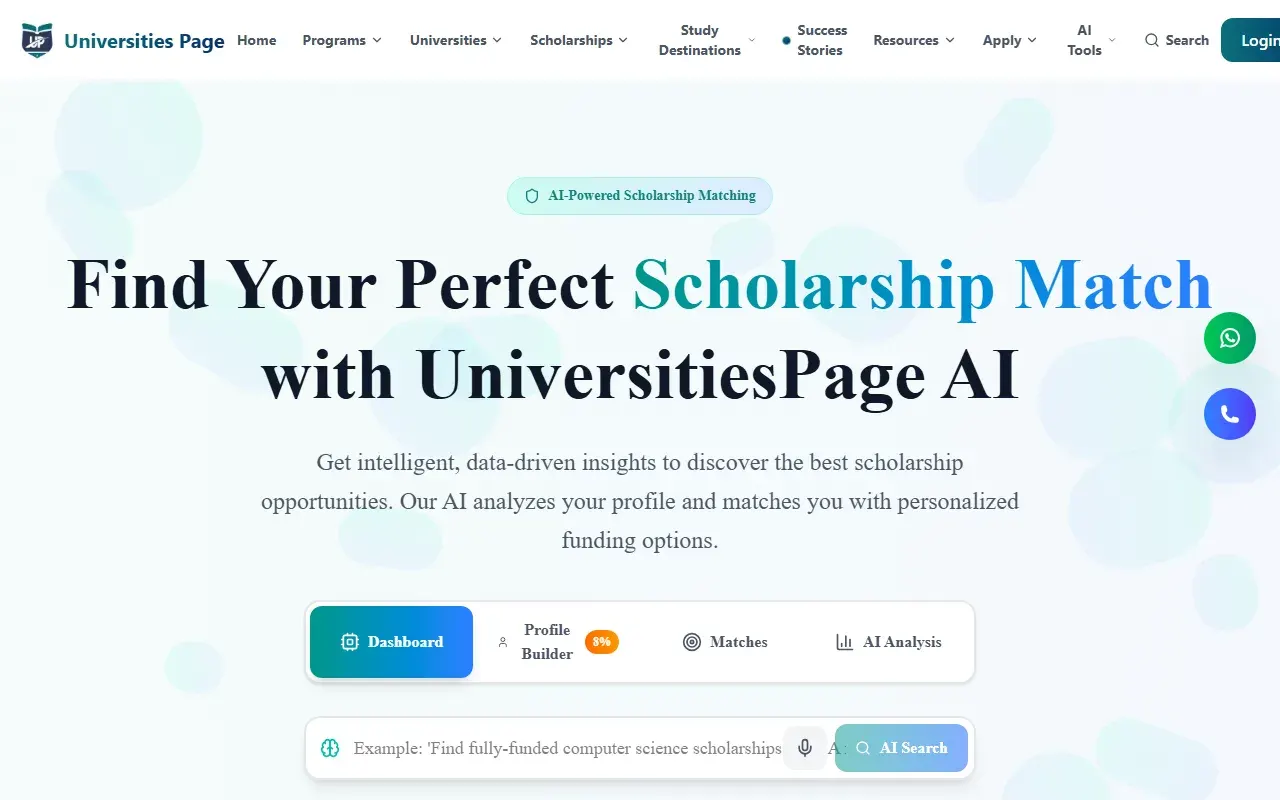 Universities Page AI tools for scholarships, study plans and visa interviews